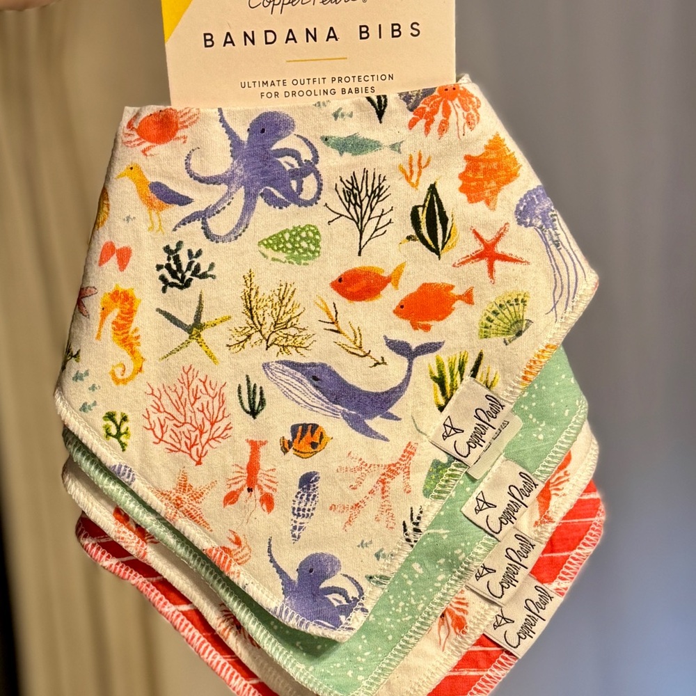 Copper Pearl Ocean Adventure Bandana Bibs for Kids
